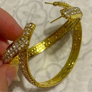 Golden rhinestone hoop earrings